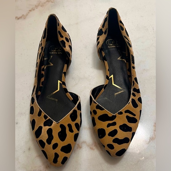Gianni Bini Brown and Black Animal Print Flats Women’s size 9 Leather Upper - Picture 1 of 6